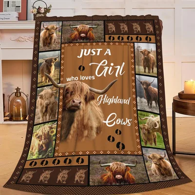 Just a Girl Blanket for Highland Cow Lovers
