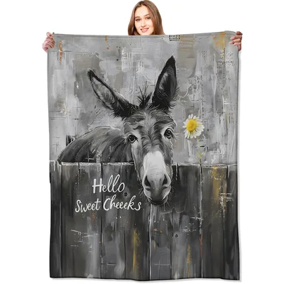 Donkey with Daisy Art Blanket: Hello Sweet Cheeks Farm Design