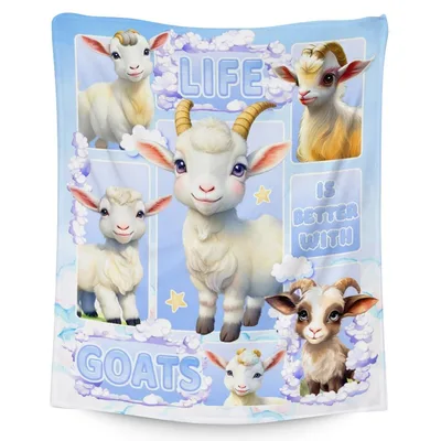 Cartoon Goats Pattern Blanket: Life Is Better With Goats Design