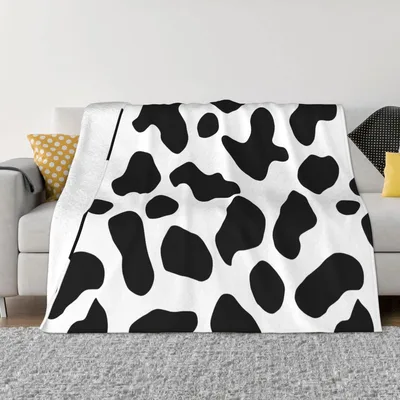 Black and White Cow Blanket with Classic Spotted Pattern