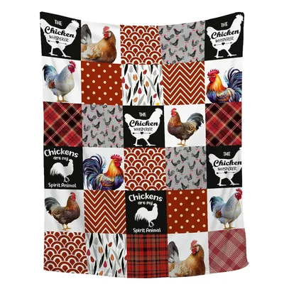 Chickens Patchwork Design Blanket featuring roosters