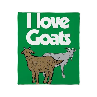 I Love Goats Blanket: Bold Text and Two Illustrated Goats on Green