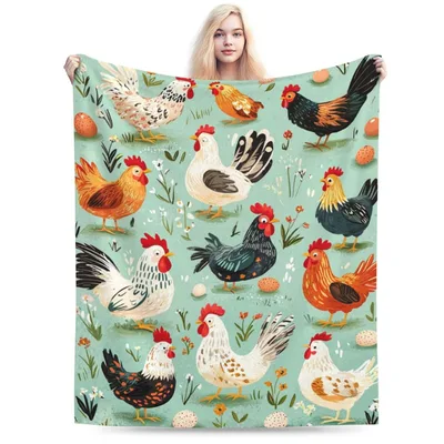 Chickens and Hens Pattern Blanket: Rustic Farmhouse Flock Design
