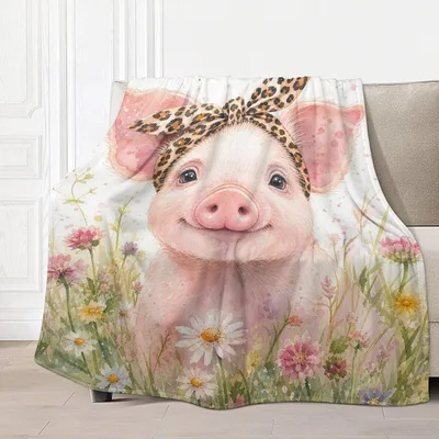 Funny Pig with Bandana Blanket: A Cute Farm Animal Design