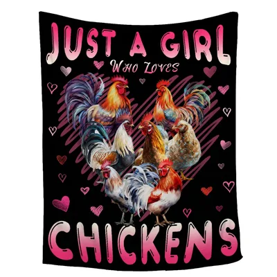 Just a Girl Blanket: Rooster and Hen Design for Poultry Lovers