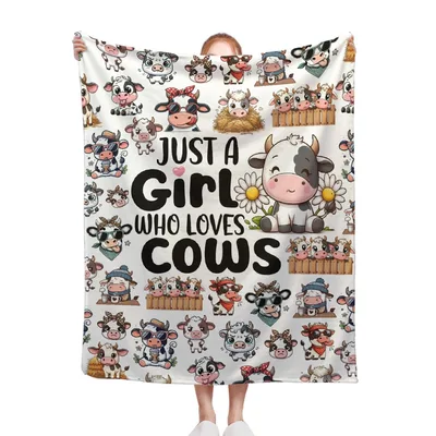Just a Girl Blanket: Cute Cows and Bold Text Design