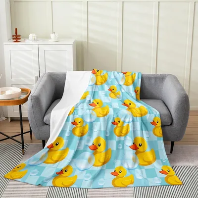 Yellow Rubber Ducks on Plaid Blanket: Playful Bath Time Design