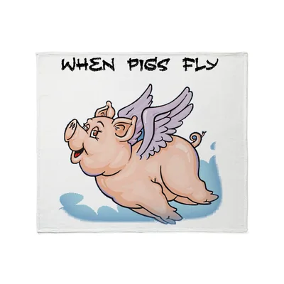 When Pigs Fly Winged Blanket: Flying Pig Design for Humor Lovers