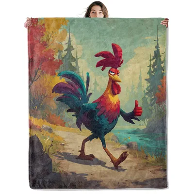 Adorable Cartoon Rooster Blanket: Sassy Chicken with Thumbs Up