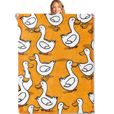 White Ducks Pattern Blanket featuring playful white duck illustrations
