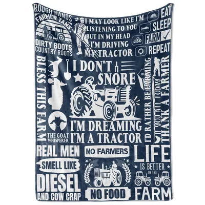 I Don't Snore Farmer Text Blanket for Tractor Lovers