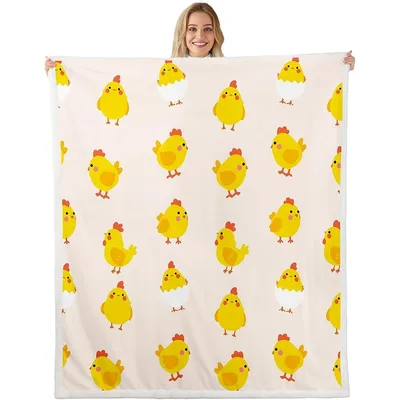 Yellow Chicks Pattern Blanket: Cute Cartoon Chick and Hatchling Design