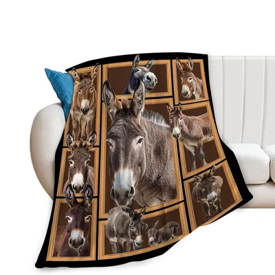 Donkey Family Photo Collage Blanket: A Gallery of Donkey Faces