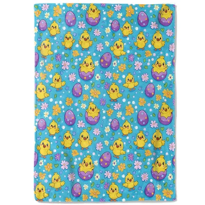 Easter Chicks and Eggs Blanket: Festive Spring Throw with Yellow Birds