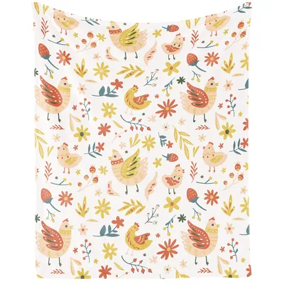 Chickens and Flowers Pattern Blanket: A Whimsical Farmyard Design