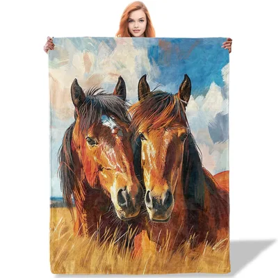 Two Horses Painting Blanket No. 2