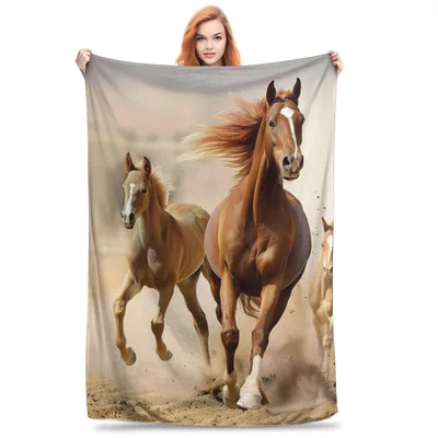 Two Running Horses Blanket: Galloping Equine Art for Your Couch