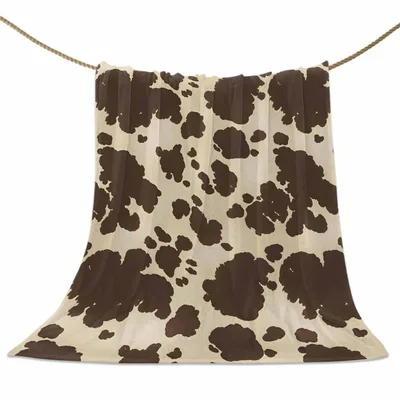 Brown Cowhide Pattern Blanket for Farm Lovers and Country Style Decor