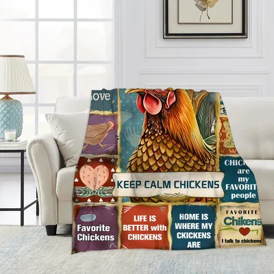 Vintage Humor Chicken Quotes Blanket featuring a rooster collage