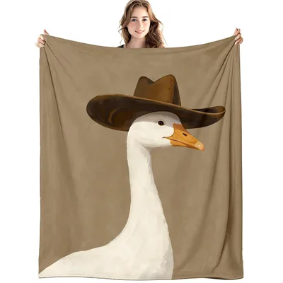 Cowboy Goose Wearing Hat Blanket: Western Farm Animal Art
