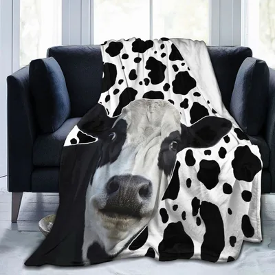 Black and White Cow Face Blanket: Spotted Farm Animal Design