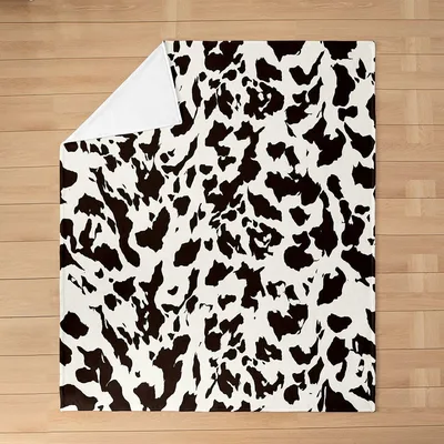 Black and White Cowhide Pattern Blanket for Western Home Decor