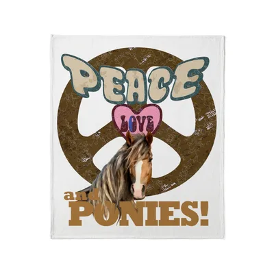 Peace Love and Ponies Blanket: Retro Horse Design