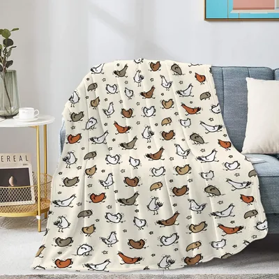 Farm Chicken Pattern Print Blanket: Whimsical Flock Design