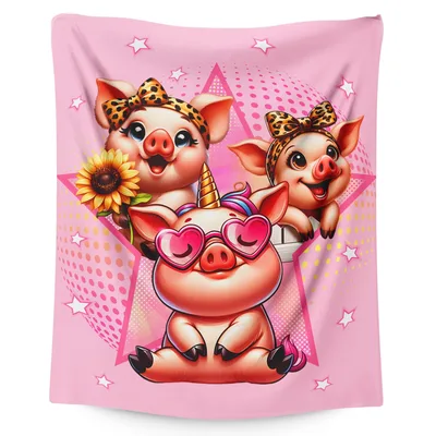 Pink Pigs with Sunflowers Blanket: Cute Pig Design for Kids and Teens