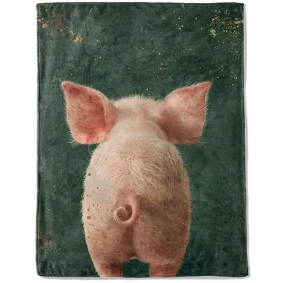 Pig Rear View Photo Blanket: A Humorous Farm Animal Print