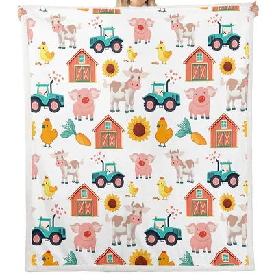 Farm Animals and Tractors Blanket No. 2