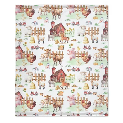 Farm Animals Barnyard Pattern Blanket: Cozy Farm Life Design