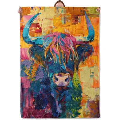 Colorful Highland Cow Painting Blanket No. 2