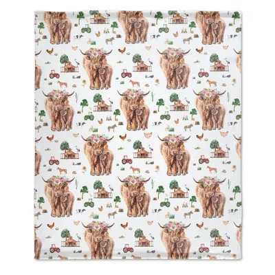 Highland Cattle Pattern Blanket featuring shaggy cows