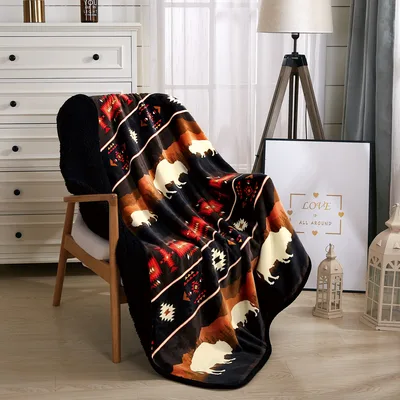 Rustic Bison Southwest Print Blanket