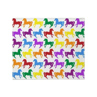 Rainbow Horses Pattern Blanket: Colorful Galloping Silhouettes