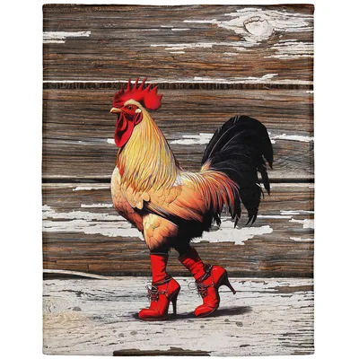 Rooster in Red Boots Blanket: A Strutting Farmyard Character