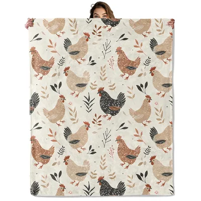 Rustic Chickens Pattern Blanket: Farmhouse Hen Design