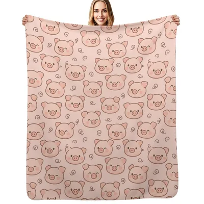 Cute Pig Face Pattern Blanket