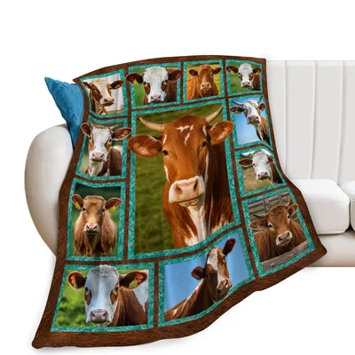 Jersey Cows Photo Patchwork Blanket featuring a collage of brown
