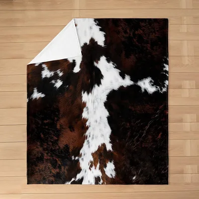 Cowhide Print Pattern Blanket: Rustic Cattle Fur Design for Home