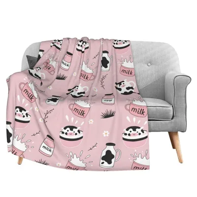 Cows and Milk Print Blanket: Cute Dairy Theme Throw for Farm Lovers