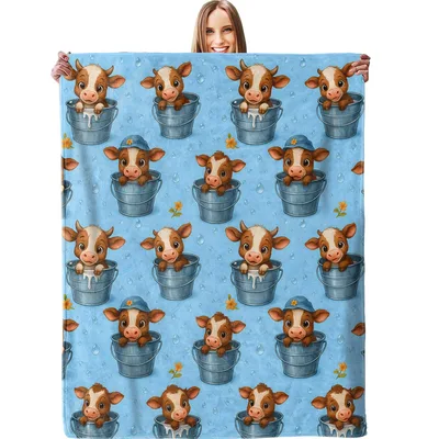 Calves in Buckets Pattern Blanket featuring cute brown calves