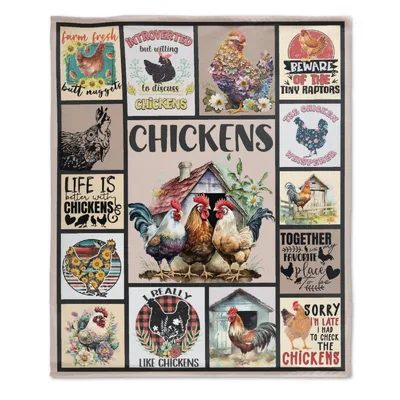 Chickens Lover Poster Collage Blanket for Farm Enthusiasts