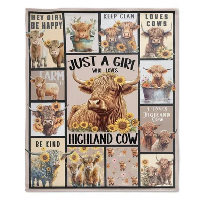Just a Girl Blanket: Highland Cow Collage Design