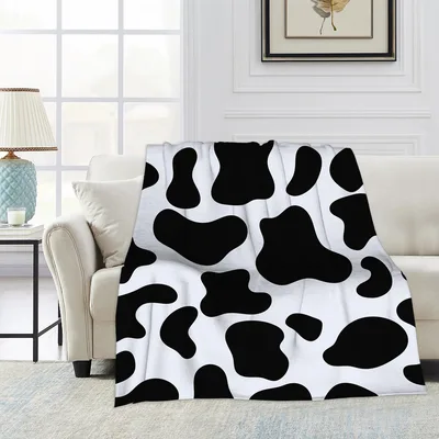 Black White Cowhide Spots Blanket