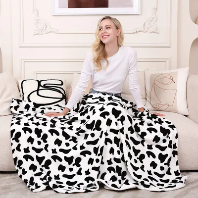 Black White Cow Print Blanket for Farm Lovers