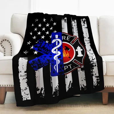 Firefighter Blanket featuring a distressed US flag
