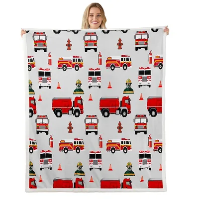 Fire Trucks Firefighters Blanket: A Playful Emergency Vehicle Pattern