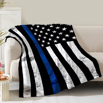 Thin Blue Line Flag Blanket: Distressed Police Support Design